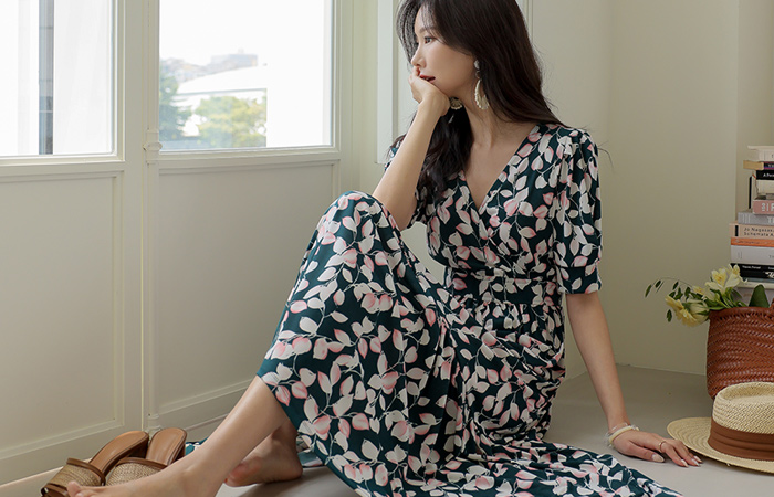 Glamorous Flower Patterns Cooling Long Dress