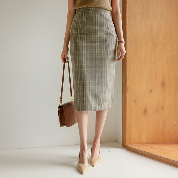 Classic Check Patterns Slim H-line Skirt