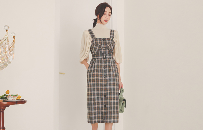 Wool Double Flap Button Dress