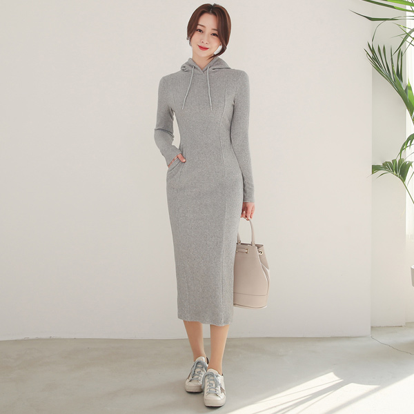 Day Soft Corduroy Hood Long Dress