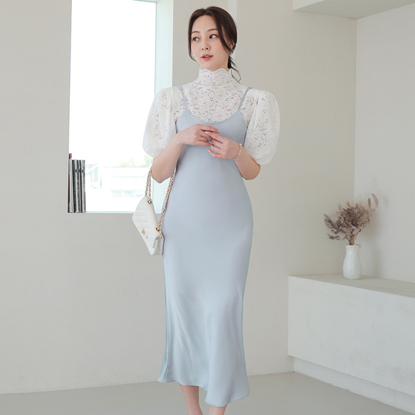 Romantic Mood Satin Bustier 끈원피스