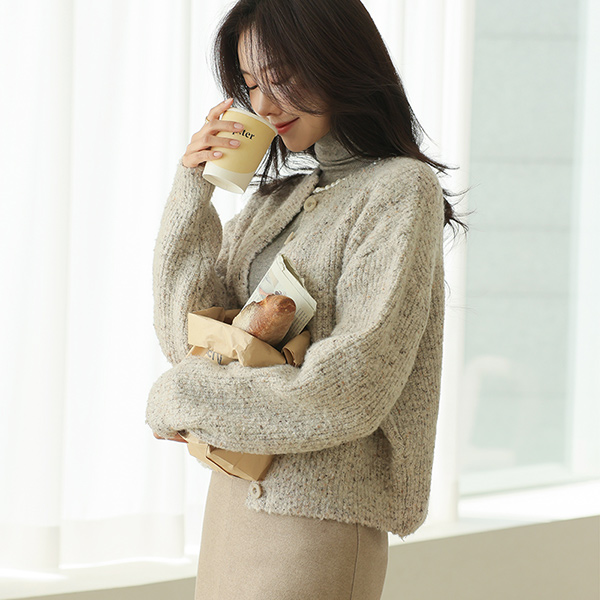 Color Mix Point Wool&Alpaca Bouclé Cardigan