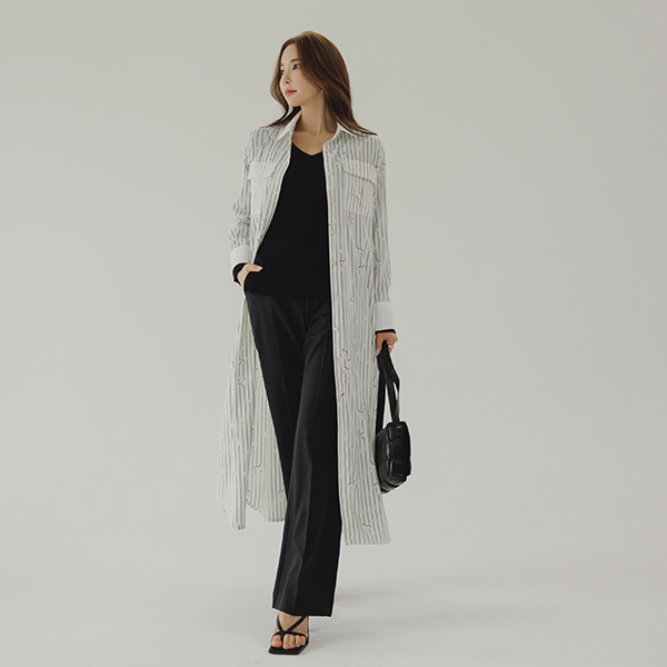 Patterns Point Belt Long Robe Dress