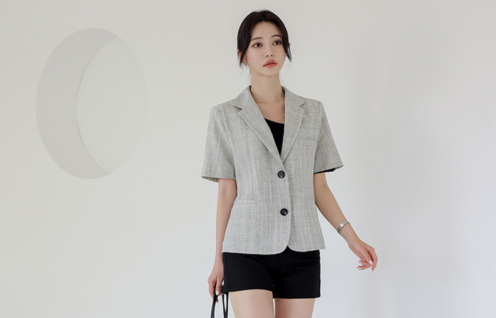 Modern Linen Tweed Short-sleeve Jacket