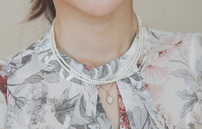 Double Pearl two-way Gold Necklace