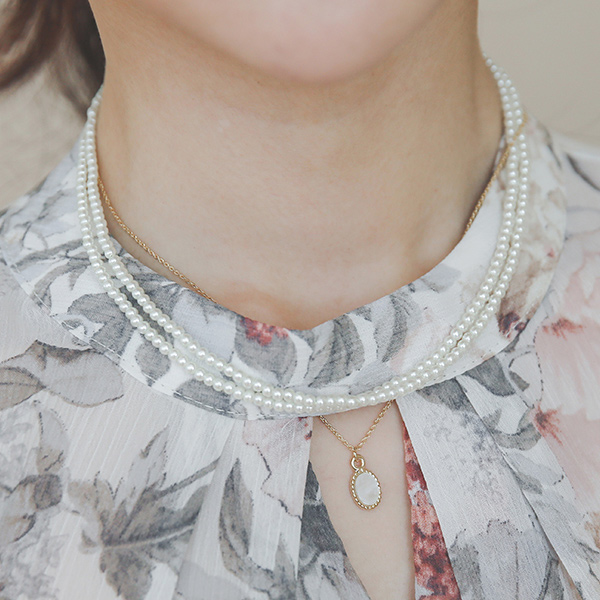 Double Pearl two-way Gold Necklace