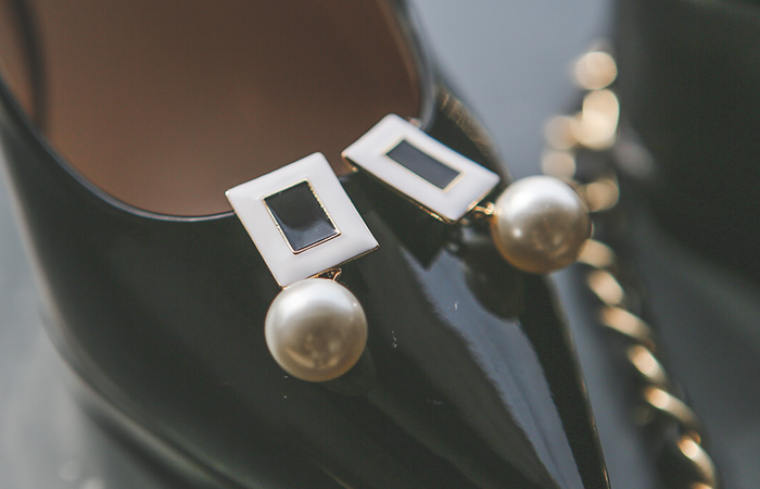 Black&White Square Pearl Earring