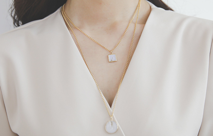 Mable Precious Stone 2set Necklace
