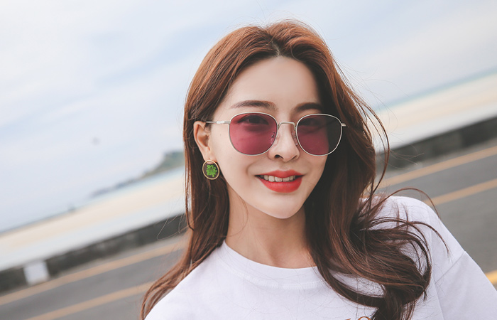 Pink Tint Silver Frame Sunglasses