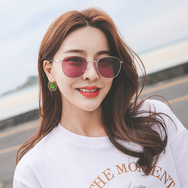 Pink Tint Silver Frame Sunglasses