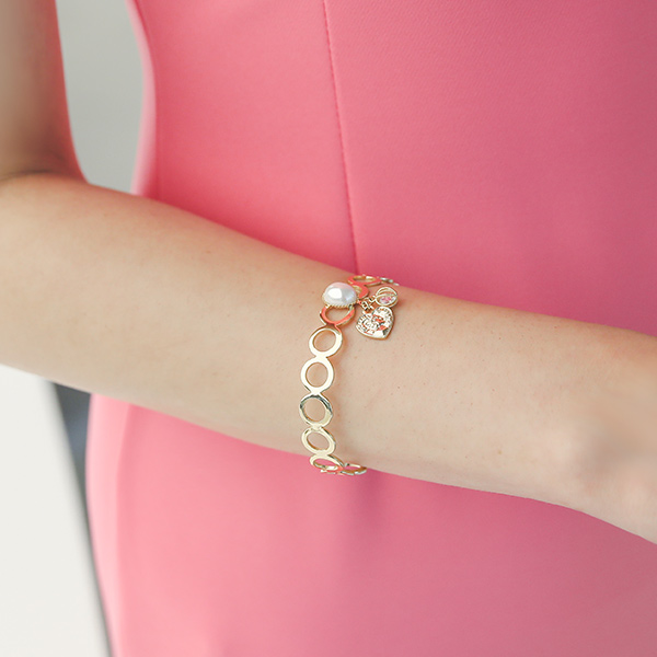 Circle Ring Pearl layered bracelet