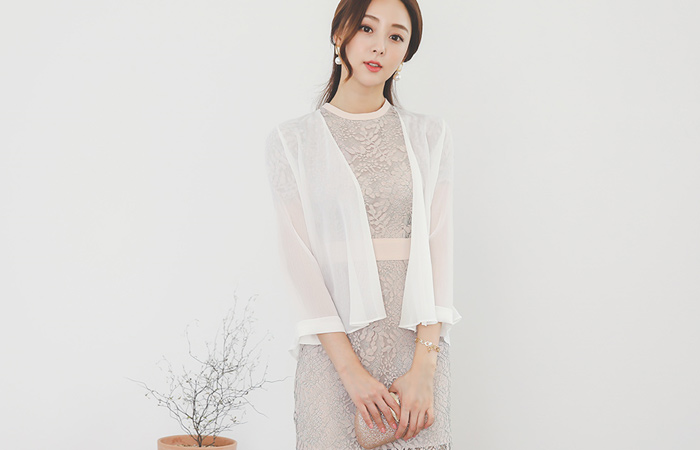 Cooling See-through Flared Open Cardigan