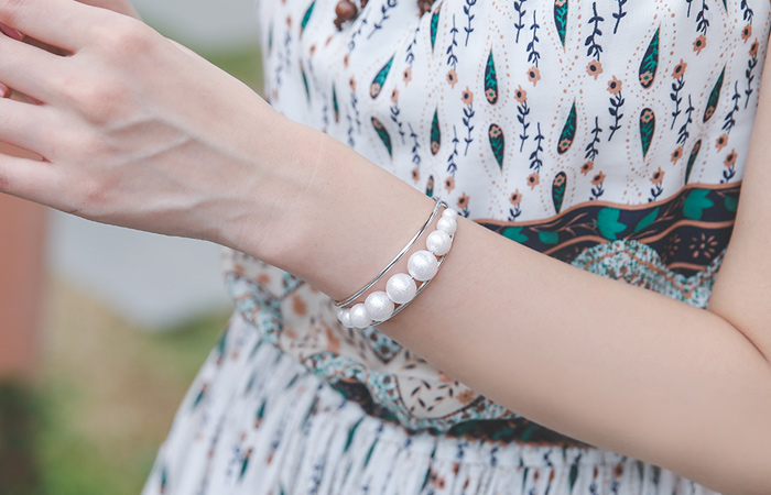 Pearl Layering Silver bracelet