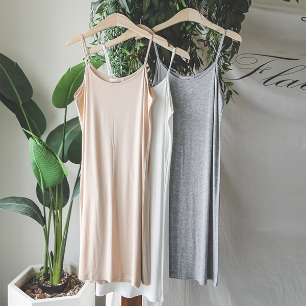 Soft Long Sleeveless Shirt Slip Dress