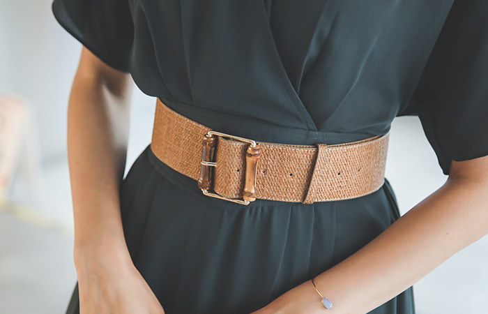 Wide Rattan&Wood Belt