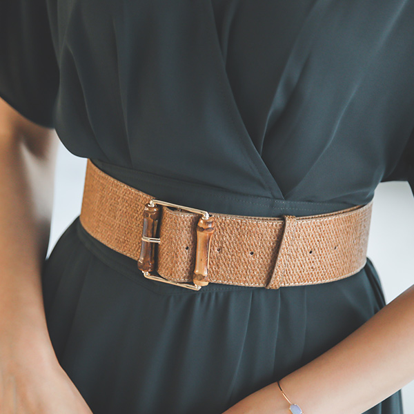 Wide Rattan&Wood Belt