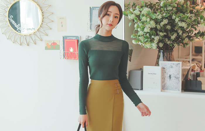 Half-Turtleneck See-through Knit(Long Sleeves) Ⅱ