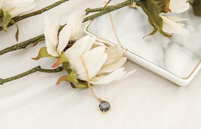 sapphire Cubic Gold Necklace