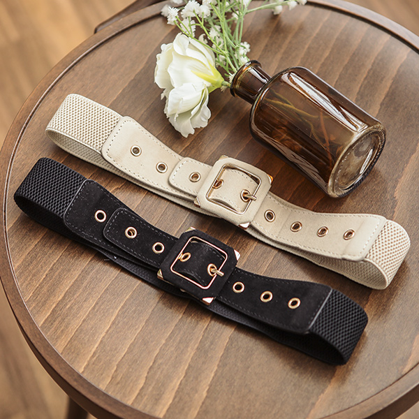 Suede Square Gold Banding Belt