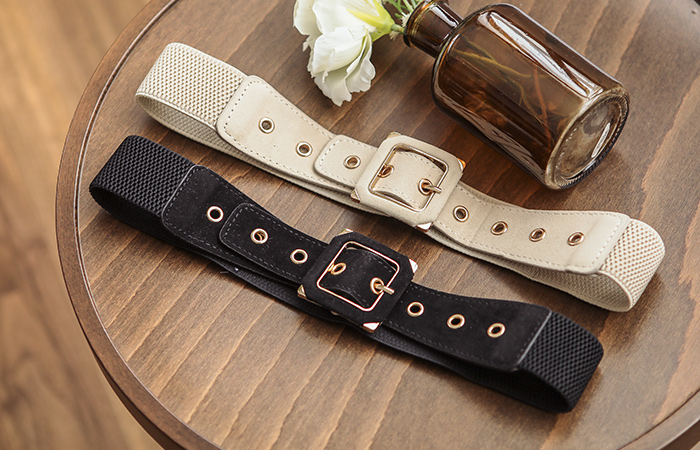Suede Square Gold Banding Belt