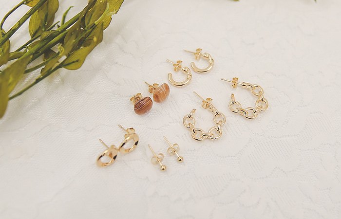 Gold&Formica Simple Earring(5set)