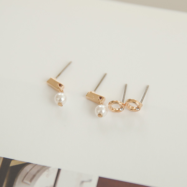 Daily Pearl Cubic (Set) Mini Earring((6set)