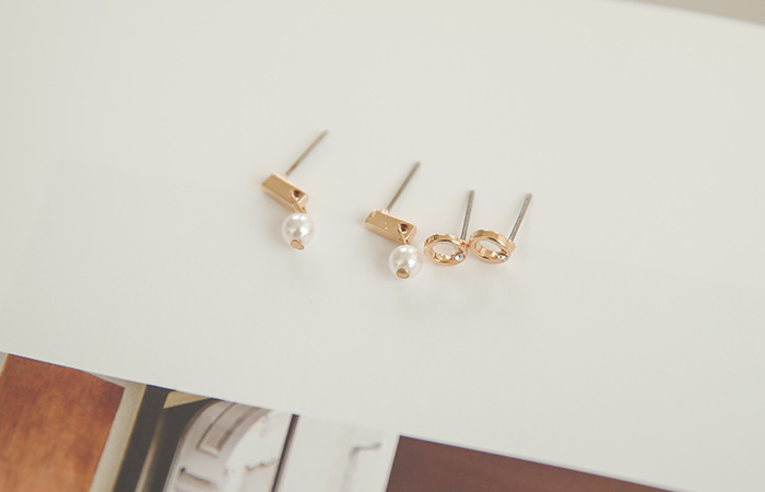 Daily Pearl Cubic (Set) Mini Earring((6set)