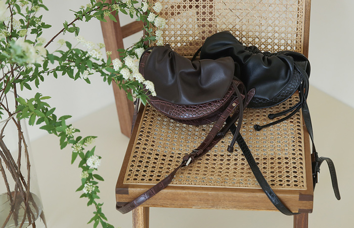 Leather Wing Croaker Half-Moon Shoulder Bag