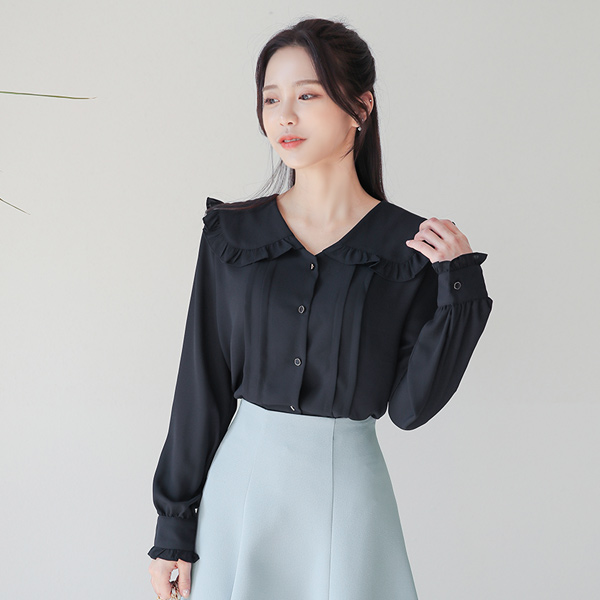 Frill Sailor Collar Pintuck Blouse