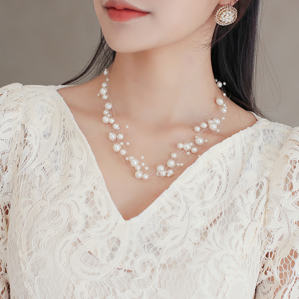 Pearl layered Transparent Necklace