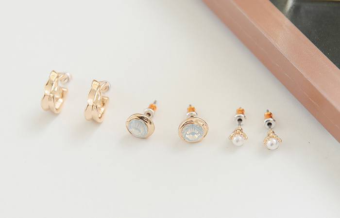 Mini Cubic&Ring Earring(3SET)