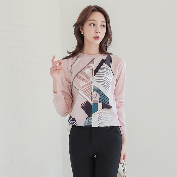 Prism Chiffon Color Combination Round Long Knit