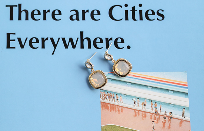 opaque Cubic Drop Earring