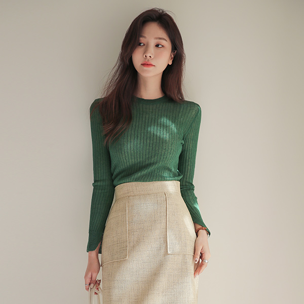 Bold Corduroy unbalance Center Front Vent See-through Knit