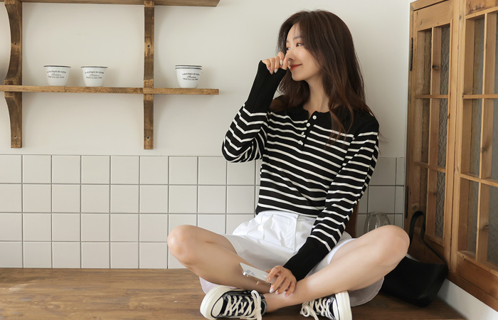 Daily Casual Stripe Collar Knit