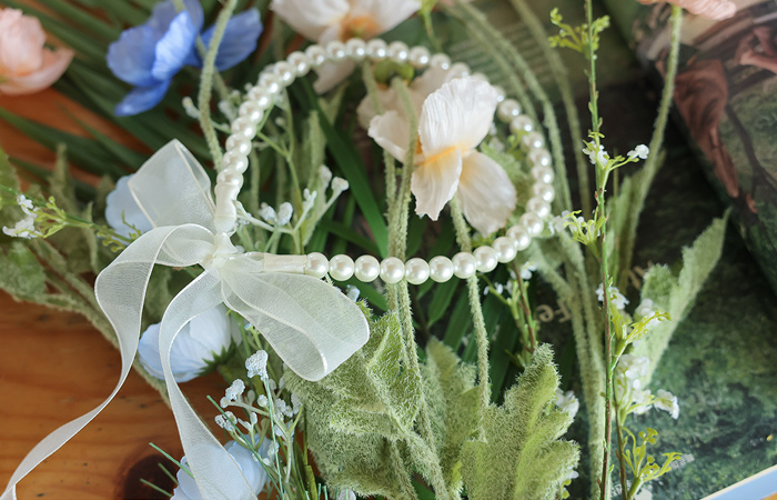 Shining Pearl Line Ribbon hairband