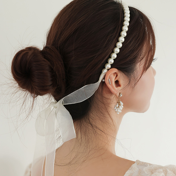 Shining Pearl Line Ribbon hairband