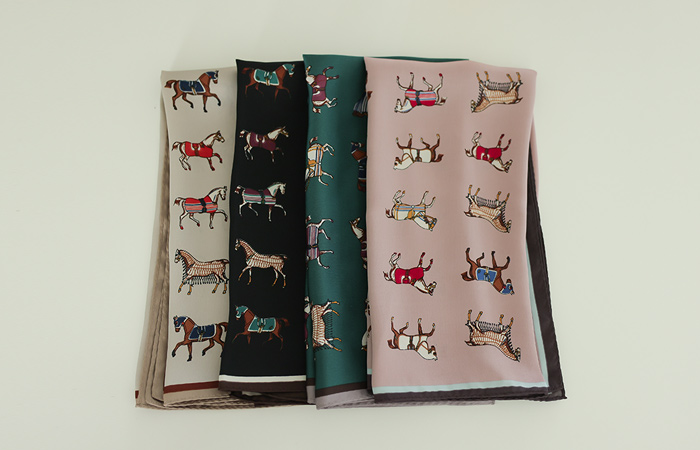 Mini Horse Patterns Silk Scarf