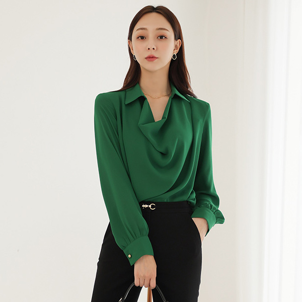 Luxury Draping Cowl Neck Collar Blouse