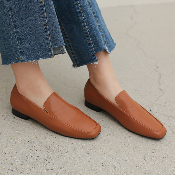 Simple Square Smooth Loafers