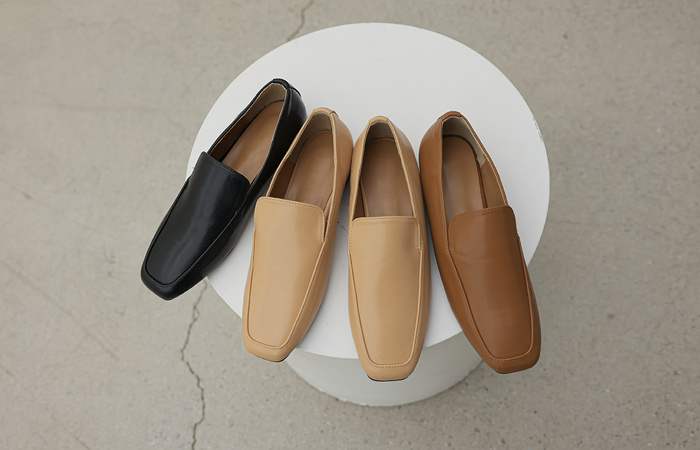 Simple Square Smooth Loafers