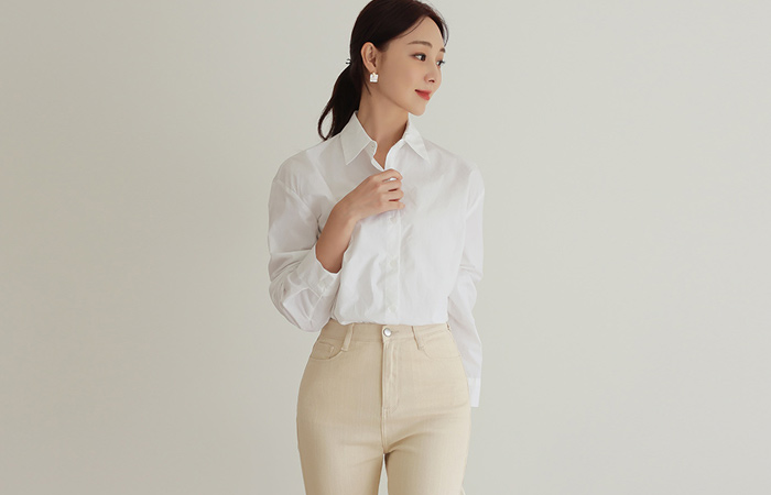 Bio-Washing Cotton Shirt Blouse