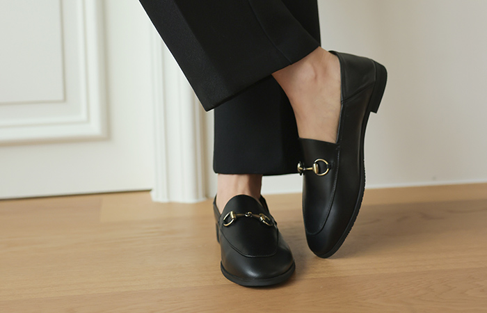 Classic Gold Ring Horsebit Sheepskin Loafers