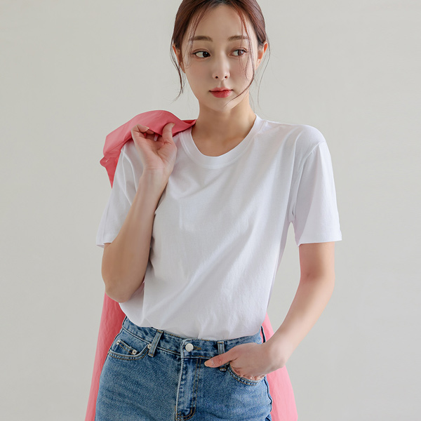 Simple Silket Round Short-sleeve T-shirt