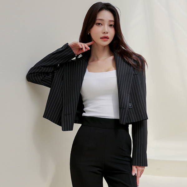 Modern Stripe Crop Jacket