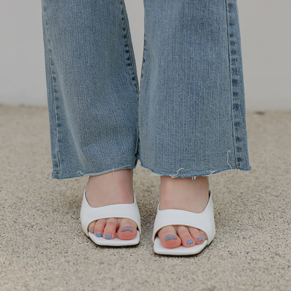 Pastel Square Mule Slippers Middle Heels