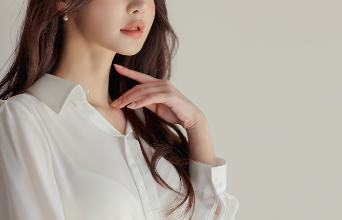 Slit Point Collar Shirt Blouse