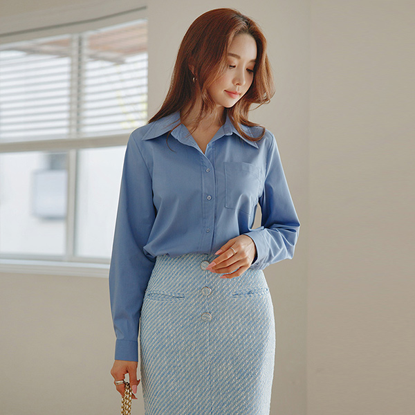 Macaron Color Point Comfortable Span Shirt