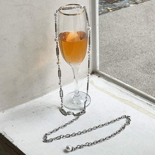 Pearl Cubic Silver Chain Belt