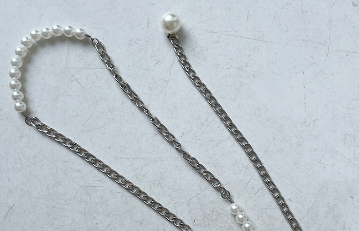 Silver Pearl bar Chain Belt